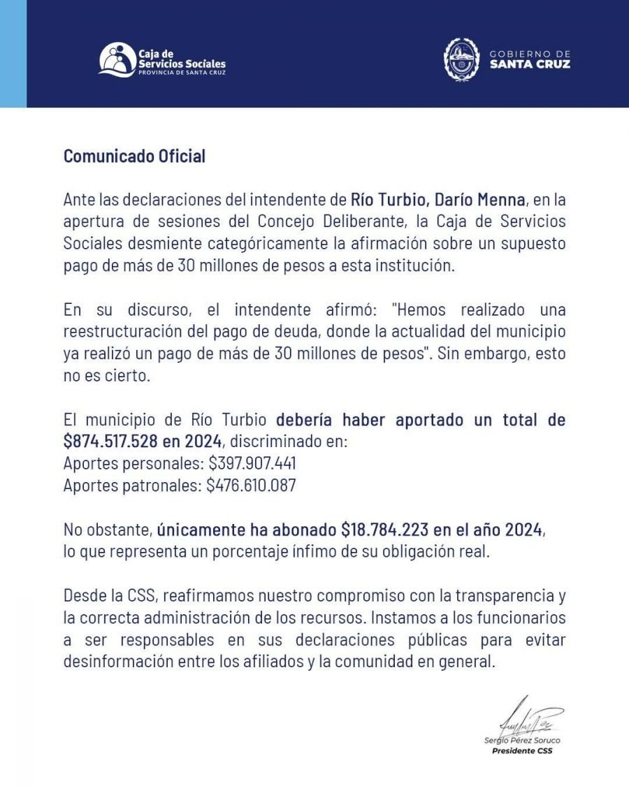Comunicado Oficial de la Caja de Servicios Sociales