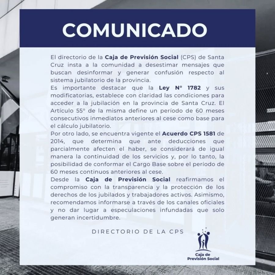 Comunicado de la Caja de Previsión Social