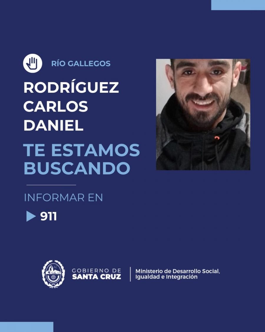 Buscan a Carlos Daniel Rodríguez en Río Gallegos