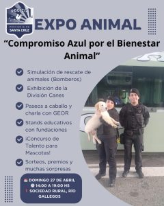 La Policía de Santa Cruz organiza la primera Expo Animal “Compromiso Azul” en Río Gallegos