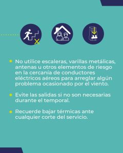 Servicios Públicos brinda recomendaciones a seguir por fuertes vientos