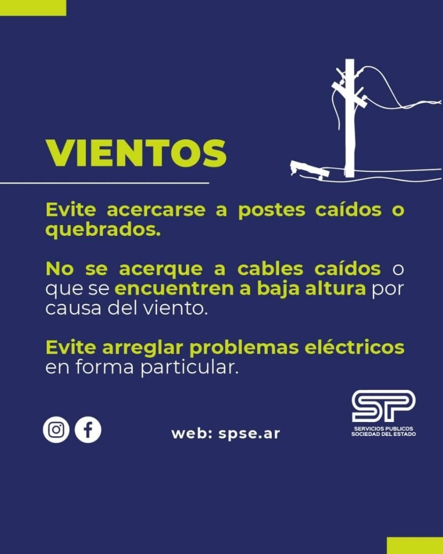 Servicios Públicos brinda recomendaciones a seguir por fuertes vientos