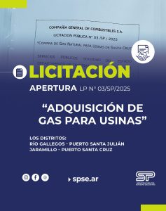 Servicios Públicos realizó la apertura de sobres para la adquisición de gas para usinas de Santa Cruz