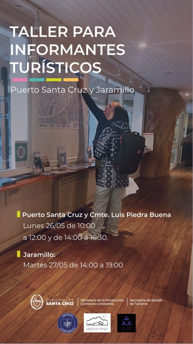 Capacitarán a informantes turísticos en Puerto Santa Cruz, Comandante Luis Piedra Buena y Jaramillo