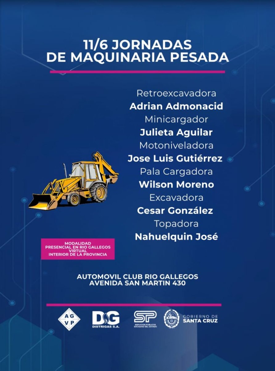 Distrigas S.A. realizará jornadas abiertas y gratuitas de Maquinaria Pesada en Río Gallegos