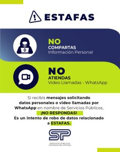 Servicios Públicos advierte sobre intentos de estafa en su nombre