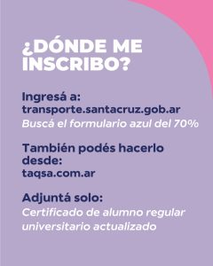 Estudiantes santacruceños podrán viajar con descuento durante el receso invernal