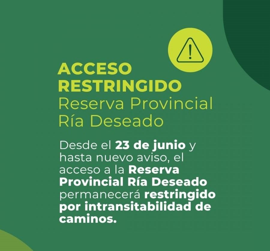 Acceso restringido temporalmente a la Reserva Provincial Ría Deseado por condiciones climáticas adversas