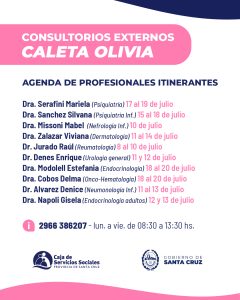 Consultorios Externos de la CSS: Conocé la agenda del mes de julio