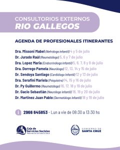 Consultorios Externos de la CSS: Conocé la agenda del mes de julio