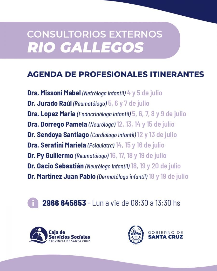 Consultorios Externos de la CSS: Conocé la agenda del mes de julio