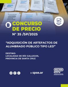 SPSE comprará artefactos de alumbrado público tipo LED para Río Gallegos