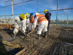 Más infraestructura para el deporte: Comenzó el trabajo de hormigonado en el predio de la AIFB