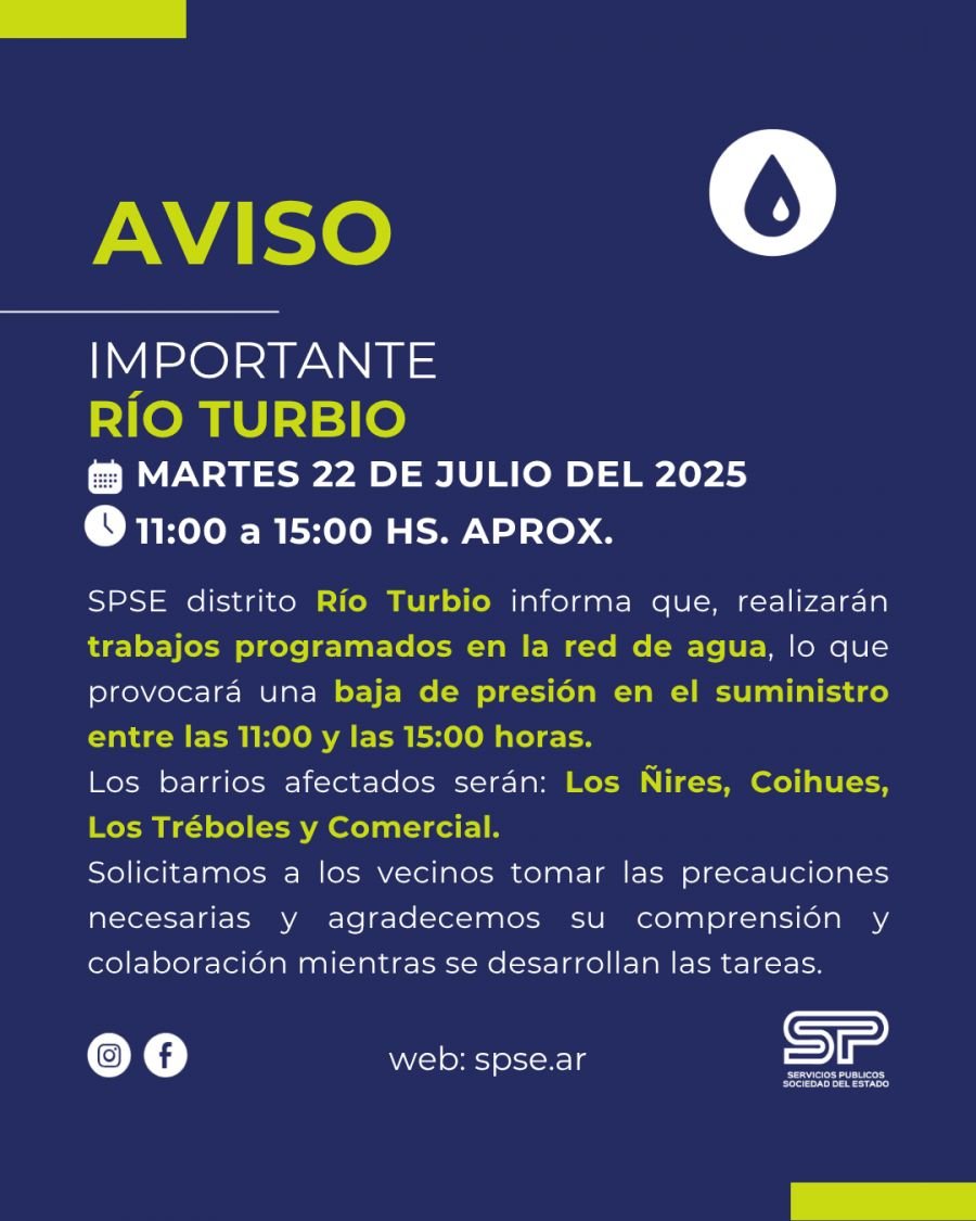 SPSE Río Turbio informa: trabajos en la red de agua