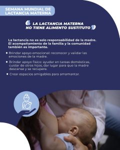 La Semana Mundial de la Lactancia materna remarca la importancia de la nutrición y el acompañamiento