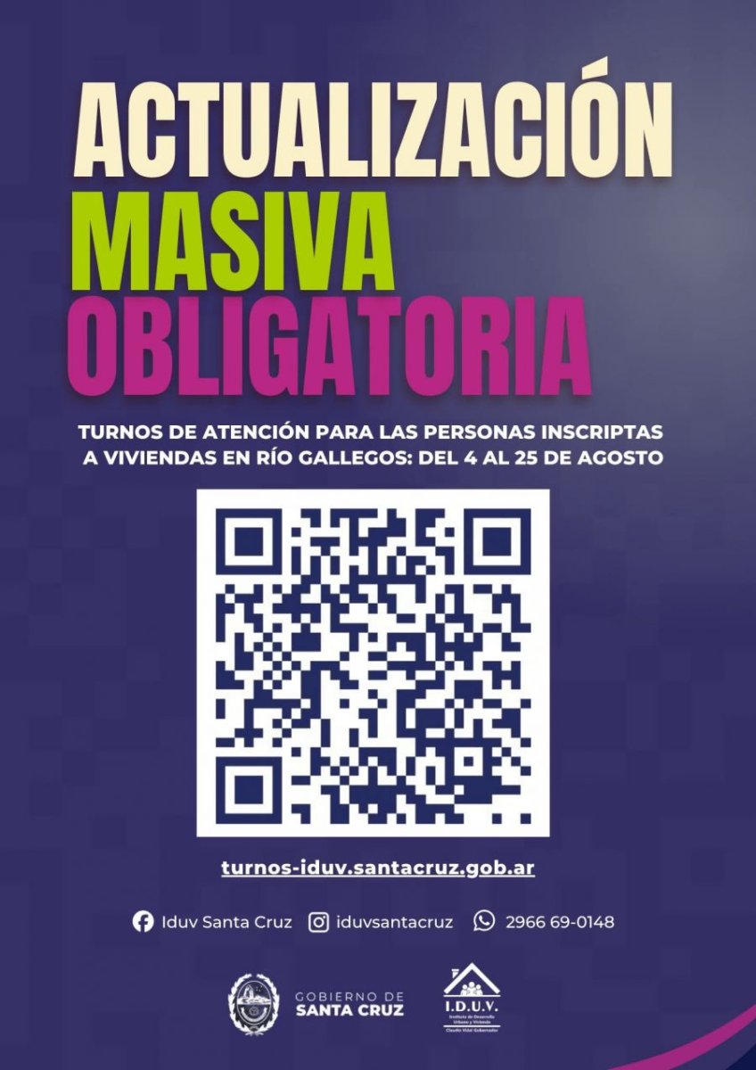 IDUV comenzará con la actualización de datos en Río Gallegos