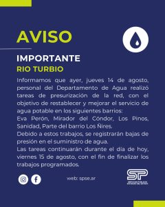 Río Turbio: Comunicado de Servicios Públicos