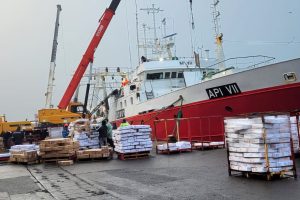 Puerto Deseado: seis buques y más de 200 toneladas reactivaron el puerto en un solo día