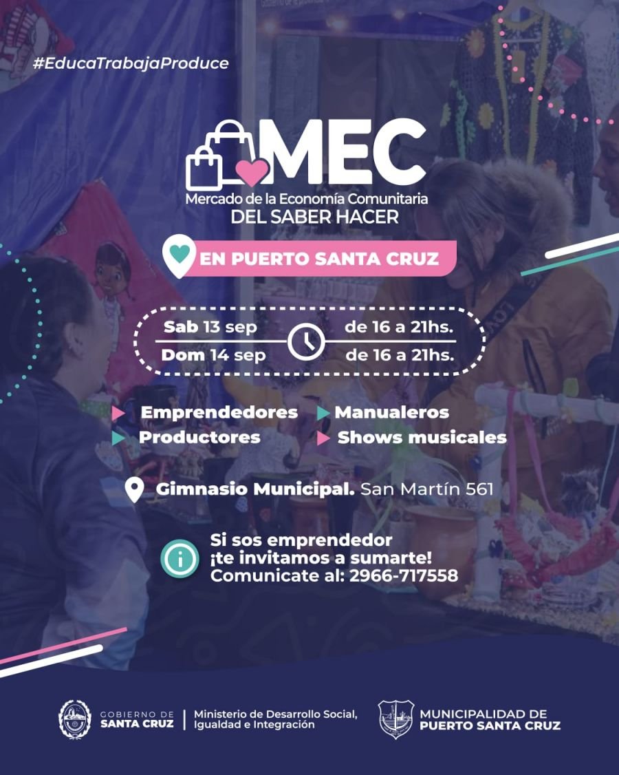 Puerto Santa Cruz se prepara para recibir una nueva edición del Mercado de Economía Comunitaria