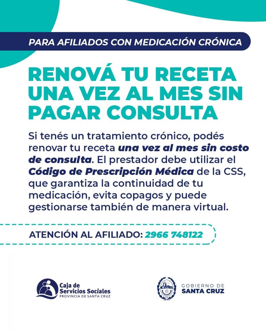 CSS: informó la vigencia del código de Prescripción Médica
