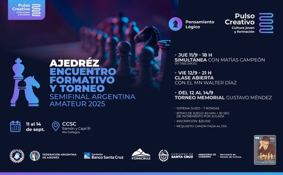 Darán inicio las Semifinales del Campeonato Argentino Amateur de Ajedrez 2025 en Río Gallegos