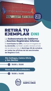 #SantaCruzElige2025: Agilizan la entrega de DNI para las elecciones legislativas