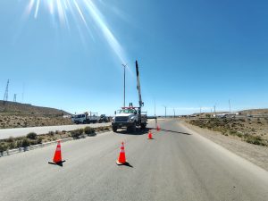 Trabajos de iluminación en distintos sectores de Caleta Olivia