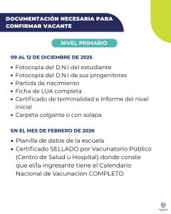 Pre-inscripciones al Ciclo Lectivo 2026