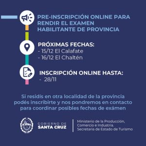 Abren la pre–inscripción para el Examen de Guía de Turismo Provincial