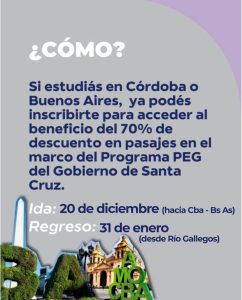 Nuevo período de inscripción para el viaje de regreso a Santa Cruz de estudiantes universitarios