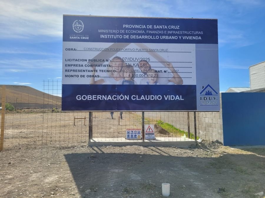 IDUV: comienza a hacerse realidad el sueño del polideportivo en Puerto Santa Cruz
