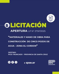 Se realizó apertura de licitaciones para la construcción de pozos de agua en Pico Truncado y Las Heras