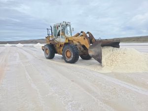 Vialidad Provincial inició la cosecha y acopio de sal para el Plan Invernal 2026