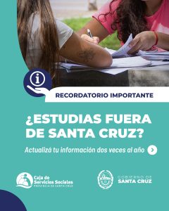 Caja de Servicios Sociales: Recordá actualizar la afiliación de estudiantes fuera de Santa Cruz