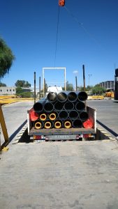 Plan de Obras Provincial: ya están en viaje los caños del nuevo colector cloacal que impulsa el gobernador Vidal en Pico Truncado