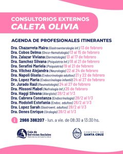 La Caja de Servicios Sociales actualiza la agenda de profesionales itinerantes en Zona Norte