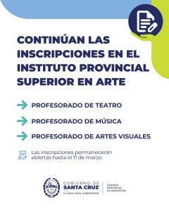 Hasta el 11 de marzo estarán abiertas las inscripciones en el Instituto Provincial Superior en Arte