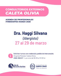 La Caja de Servicios Sociales presenta la agenda de doctores itinerantes en Caleta Olivia