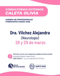 La Caja de Servicios Sociales presenta la agenda de doctores itinerantes en Caleta Olivia