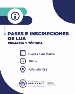 Comunicado oficial: pases e inscripciones de Lua Primaria y Técnica