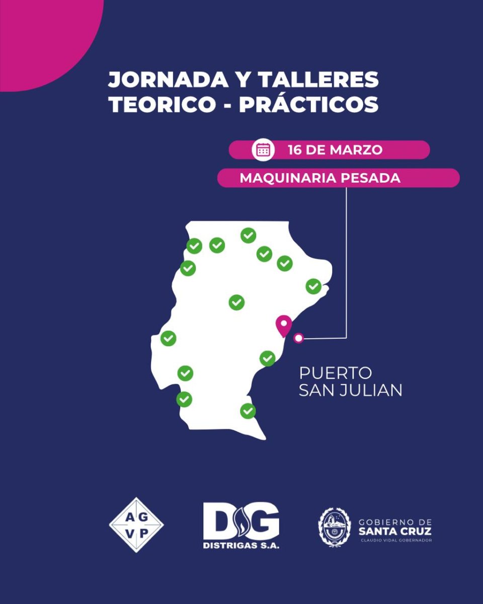 San Julián será sede de la capacitación provincial en Maquinaria Pesada: inscripciones abiertas