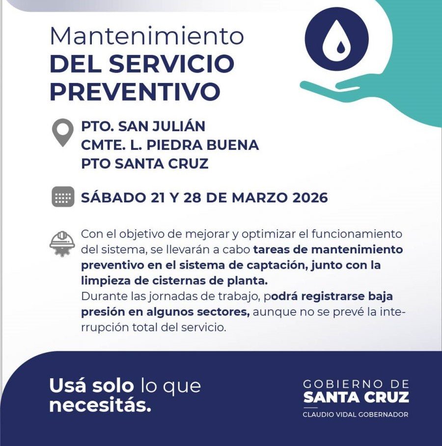 Servicios Públicos hará trabajos para optimizar el sistema de agua en la zona centro de Santa Cruz