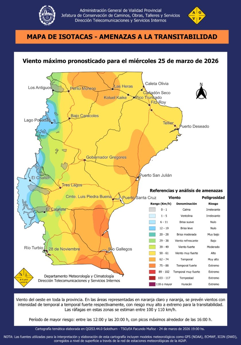 Vientos intensos: recomiendan extremar las precauciones al momento de circular por las rutas de la provincia