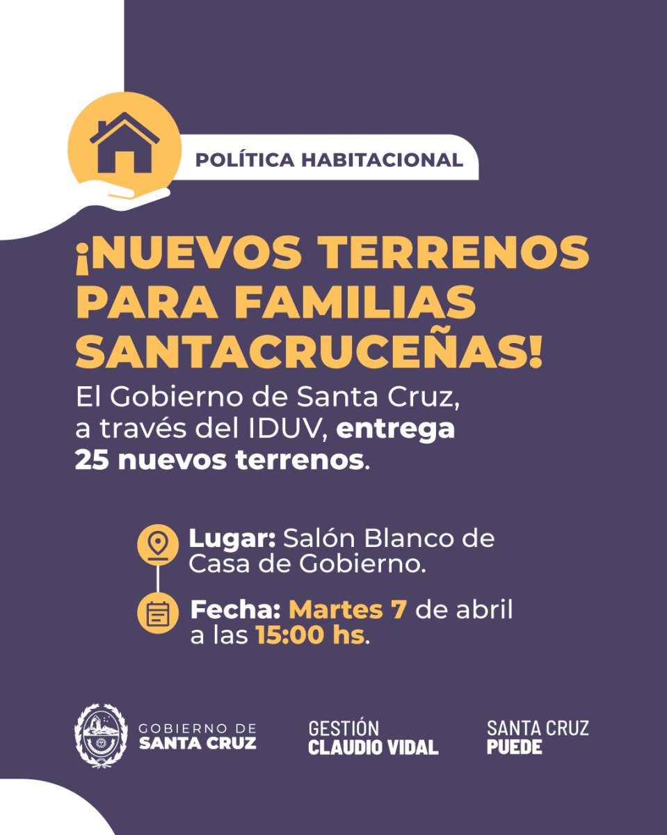 Río Gallegos: El Gobierno entregará 50 terrenos a familias inscriptas en el Registro Único de Postulantes