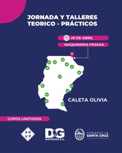 Distrigas y Vialidad Provincial retoman la capacitación en maquinaria pesada, ahora llega a Caleta Olivia