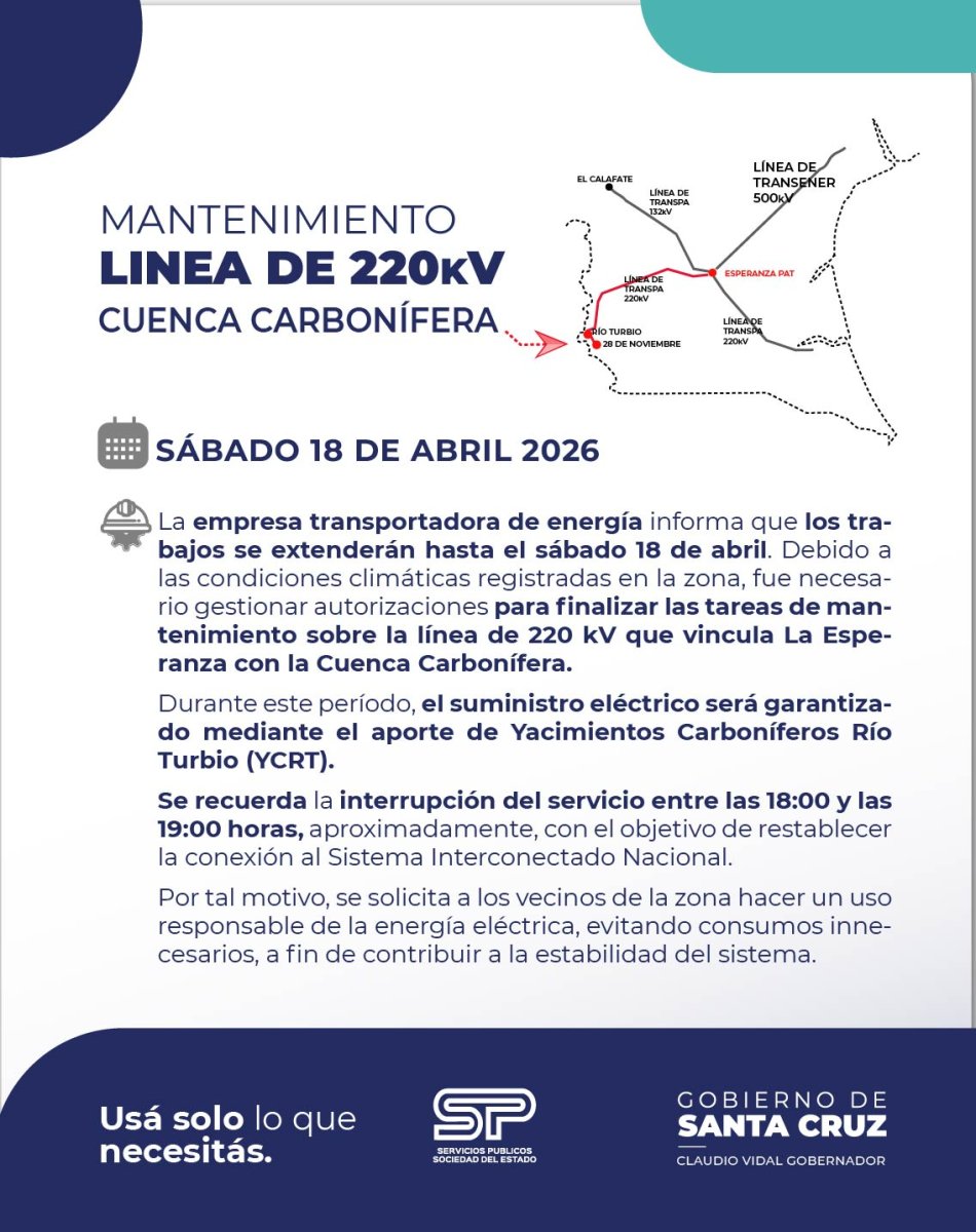 Extienden trabajos sobre la línea de 220 kV entre La Esperanza y la Cuenca Carbonífera