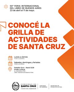 Conocé la agenda de Santa Cruz en la Feria Internacional del Libro 2026