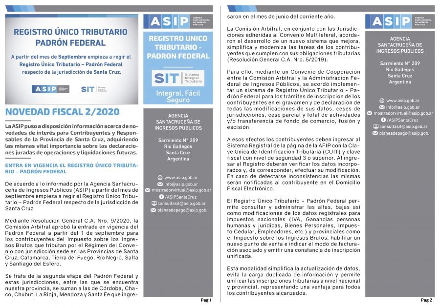 Registro Único Tributario – Padrón Federal: Comienza a regir desde el 1º de septiembre