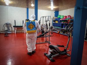 Sanitizaron edificios públicos de Jaramillo y Fitz Roy