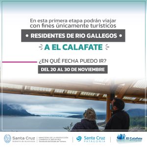 Plan de Reapertura Turística: Del 20 al 30 de noviembre se realiza la prueba piloto entre Río Gallegos y El Calafate